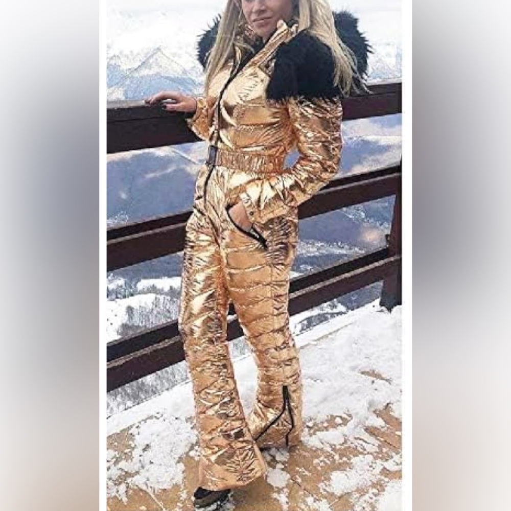 Women’s Winter Snow Jumpsuit W/Removable Fur Collar “Be Seen Looking Good!!”  Sm